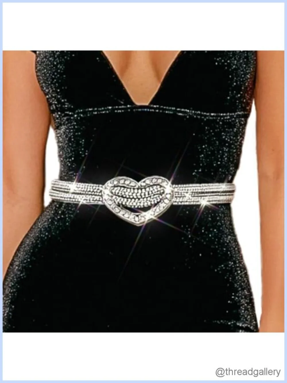Rhinestone Belt Adjustable Sparkly Fashion Waist Belt for Dresses & Rave